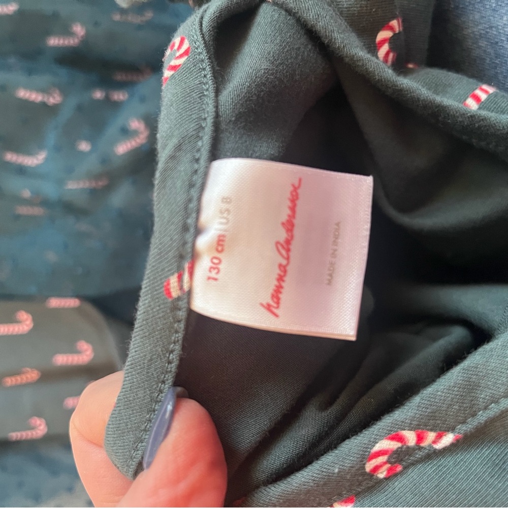 Hanna Andersson Green Candy Cane Pajama Set